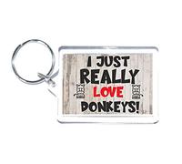 Fun Donkey Gift - I Just Really Love Donkeys - Novelty Keyring - Ideal Present