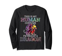 Fun Dragons Humor This is My Human Costume Halloween Dragon Long Sleeve T-Shirt