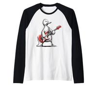 Fun Duck Playing a Guitar Rock Musician Kitty Retro Style Raglan Baseball Tee