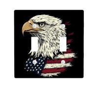 Fun Eagles 4th of July Decorative Switch Cover 2 Gang Double Toggle, America Independence Day Switchcover Wall Plate, USA Holiday Electrical Faceplate for Bedroom Living Room Decor
