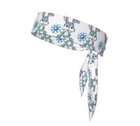 Fun Easter Rabbit Print Head Tie Headbands, Ninja Karate Tie, Athletic Sweatbands,Sweat Wicking Workout Head Band
