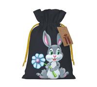 Fun Easter Rabbit Print Xmas Drawstring Wrapping Bags For Xmas Package Storage, Christmas Party Supplies Favors