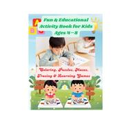 Fun & Educational Activity Book for Kids Ages 4-8: Coloring, Puzzles, Mazes, Tracing & Learning Games