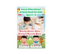 Fun & Educational Activity Book for Kids Ages 4-8: Coloring, Puzzles, Mazes, Tracing & Learning Games