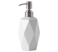 FUN ELEMENTS Soap Dispenser 350ml/12oz Ceramic Lotion Dispenser Porcelain Liquid Soap Pump for Kitchen Bathroom Washroom (White)