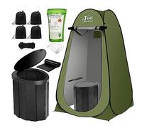 Fun Essentials Portable Toilet Kit for Adults, Pop Up Privacy Tent, X Large Camping Folding Toilet, 12 Toilet Bags, 12 Pack Liquid Waste Gel, Washable Foldable for Travel,RV,Outdoor