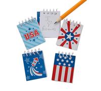 Fun Express 1 1/2" x 2" Bulk 48 Pieces Patriotic Red, White & Blue Mini Spiral Notepads