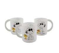 Fun Express 2 3/4" x 3" 8 oz. Peanuts Snoopy & Woodstock Plastic Mugs - 12 Pc.