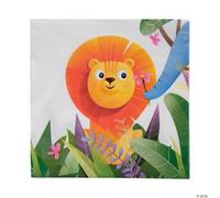 Fun Express 6 1/2" Zoo Animal Party Disposable Paper Luncheon Napkins - 16 Count