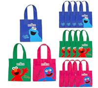 Fun Express 6" x 6" Mini Sesame Street Cookie Monster, Grover & Elmo Nonwoven Tote Bags - 12 Pc.