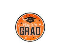 Fun Express 7 1/4" Orange Way to Go Grad Disposable Paper Dessert Plates - 25 Count