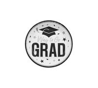 Fun Express 7 1/4" White Way to Go Grad Disposable Paper Dessert Plates - 25 Count