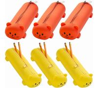 Fun Express 7 3/4" x 2 1/2" Orange & Yellow Cat Silicone Pencil Cases - 6 Piece