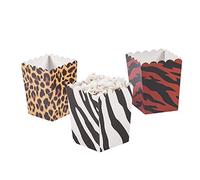 Fun Express ANIMAL PRINT MINI POPCORN BOXES 24PC - Party Supplies - VBS Vacation Bible School Supplies/Decor - 24 Pieces
