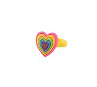 Fun Express Bright Rainbow Heart Rings For Kids - 12 Pieces - Great For Pride Events, Birthday Parties and Classroom Incentives