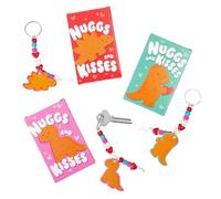 Fun Express Dinosaur Nugget Keychain Craft Kit - Set of 24 - Assorted Valentine Exchange with Box, Perfect for Classroom Parties