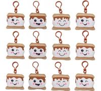 Fun Express Flat Stuffed S'More Backpack Clips & Keychains Set - Assorted Cute Plush Designs for Classroom Rewards Camp-Themed Gifts & Fun Decorations - Parties Kids' Activities & More - 12 Pieces