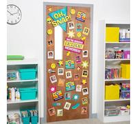 Fun Express Full Update PARTY SUPPLIES 5 Piece 90s Themed Student Pictures Classroom Door Decorating Set