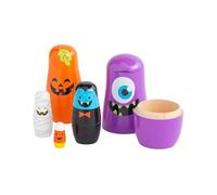 Fun Express Halloween Character Nesting Dolls, 1 Set, 5 Pieces per Set, Great Halloween Prize, Decoration and Gift, Nostalgic Toys, Wooden Set
