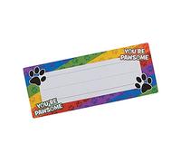 Fun Express Paw Print Desk Plates - Educational & Organizational Tools for Kids - Perfect for Classroom Decoration Student Identification Learning Activities Personalization and More - 24 Pieces