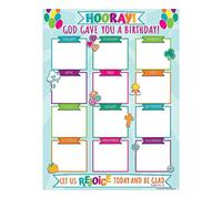 Fun Express Sunday School Dry Erase Birthday Poster - 1 Piece - Educational and Learning Activities for Kids