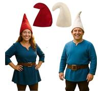 FUN FABLES Adult Gnome Hats - Fancy Dress Costume Accessory for Men & Women - Soft Cone Cap for Halloween, Fairy Tale, Elf, Dwarf, Woodland & Garden Character Cosplay Parties (Red and White Hat)