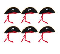 FUN FABLES Adult Pirate Hat with Skull Print - Adult Captain Costume Hat with Red Bandana Trim for Halloween, Masquerade, Pirate Theme Parties, Fancy Dress & Cosplay (6)