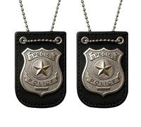 FUN FABLES Adult Silver Star Police Badge Necklace with Chain - Police Officer Costume Accessory for Fancy Dress, SWAT, Detective, Halloween, Cosplay & Party Props (2)
