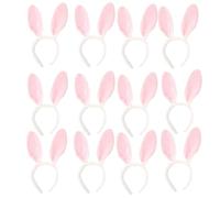 FUN FABLES Bendable Rabbit Ears Headband - Fluffy Bunny Ears for Adults - Easter, Fancy Dress, Cosplay & Animal Costume Accessory (12, Pink/White with Fur Fabric, One Size)