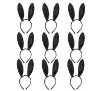 FUN FABLES Bendable Rabbit Ears Headband - Fluffy Bunny Ears for Adults - Easter, Fancy Dress, Cosplay & Animal Costume Accessory (9, Black, One Size)