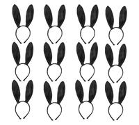 FUN FABLES Bendable Rabbit Ears Headband - Fluffy Bunny Ears for Adults - Easter, Fancy Dress, Cosplay & Animal Costume Accessory (12, Black, One Size)