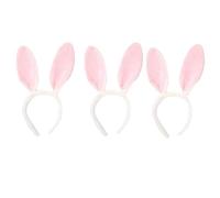 FUN FABLES Bendable Rabbit Ears Headband - Fluffy Bunny Ears for Adults - Easter, Fancy Dress, Cosplay & Animal Costume Accessory (3, Pink/White with Fur Fabric, One Size)