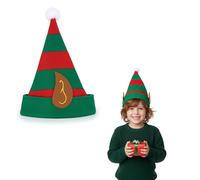 FUN FABLES® Children’s Christmas Elf Hat with Ears - Red & Green Felt Santa’s Helper Hat for Kids | Xmas Fancy Dress Accessory | School Party, Nativity Play & Holiday Costume Gift (1)