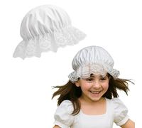 FUN FABLES Children’s White Victorian Mop Cap - White Elasticated Fancy Dress Bonnet Hat for Girls - Fancy Dress Costume Accessory for History Day, School Role Play & Themed Events (1)