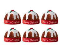 FUN FABLES® Christmas Pudding Hat with Holly Berries | Funny Novelty Xmas Pudding Beanie for Adults | Festive Plush Fancy Dress Party Hat & Holiday Costume Accessory (6)