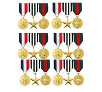 FUN FABLES Military Hero Medals Set - 3 Assorted Designs | Military Costume Accessories for Adults | Army Soldier Dress-Up Pins for Halloween, Roleplay, Fancy Dress & Themed Parties (6)