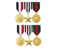 FUN FABLES Military Hero Medals Set - 3 Assorted Designs | Military Costume Accessories for Adults | Army Soldier Dress-Up Pins for Halloween, Roleplay, Fancy Dress & Themed Parties (2)
