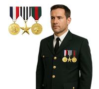 FUN FABLES Military Hero Medals Set - 3 Assorted Designs | Military Costume Accessories for Adults | Army Soldier Dress-Up Pins for Halloween, Roleplay, Fancy Dress & Themed Parties