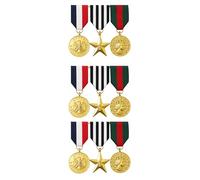 FUN FABLES Military Hero Medals Set - 3 Assorted Designs | Military Costume Accessories for Adults | Army Soldier Dress-Up Pins for Halloween, Roleplay, Fancy Dress & Themed Parties (3)