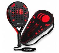 FUN FABLES Padel Rackets | Deluxe Glass Fibre Rackets with Carry Bag | High Grip EVA Core Racquets for Adults | Ideal for Paddle, Pool Fun, Backyard & Outdoor (Red, Racket & Bag Set)