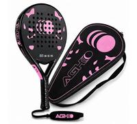 FUN FABLES Padel Rackets | Deluxe Glass Fibre Rackets with Carry Bag | High Grip EVA Core Racquets for Adults | Ideal for Paddle, Pool Fun, Backyard & Outdoor (Pink, Racket & Bag Set)