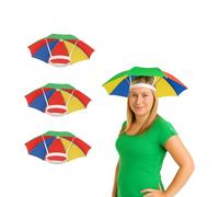 FUN FABLES Rainbow Multi-Color Umbrella Hat | Adjustable Hands-Free Folding Cap for Adults | Rain Hat Fancy Dress for Beach Fishing Golf Party Headwear (UK, Alpha, One Size, 3 Hats, Multi)