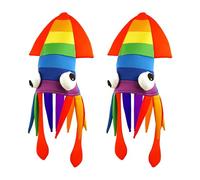 FUN FABLES Rainbow Squid Hat for Adults - Funny Costume Accessory with Tentacles & Googly Eyes - LGBT Pride, Carnival, Halloween, Fancy Dress Party Novelty Hat - One Size Fits Most (2)