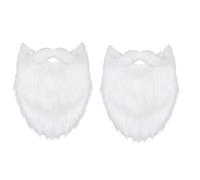 FUN FABLES® Santa Beard with Elastic Band Realistic Fake White Beard & Mustache Costume Accessory for Adult Festive Dress-Up for Christmas (2, White, One Size)