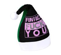 Fun Fact Fck You Sequins Santa Hat Christmas Cap Xmas Adult Headwear for Holiday Party New Year Festive