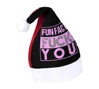 Fun Fact Fck You Sequins Santa Hat Christmas Cap Xmas Adult Headwear for Holiday Party New Year Festive