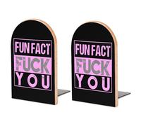 Fun Fact Fuck You Wood Bookends for Shelves Book Stopper Heavy Duty Books Stand Non-Skid 1 Pair
