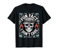 Fun Fact I Don’t Care - Grunge Skull Halloween Attitude T-Shirt