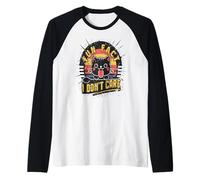 Fun Fact I Don’t Care Retro Cat Humor Attitude Quote Raglan Baseball Tee