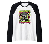 Fun Fact I Don't Care Cute Sarcastic Graffiti Skull Art Boys Raglan Baseball Tee